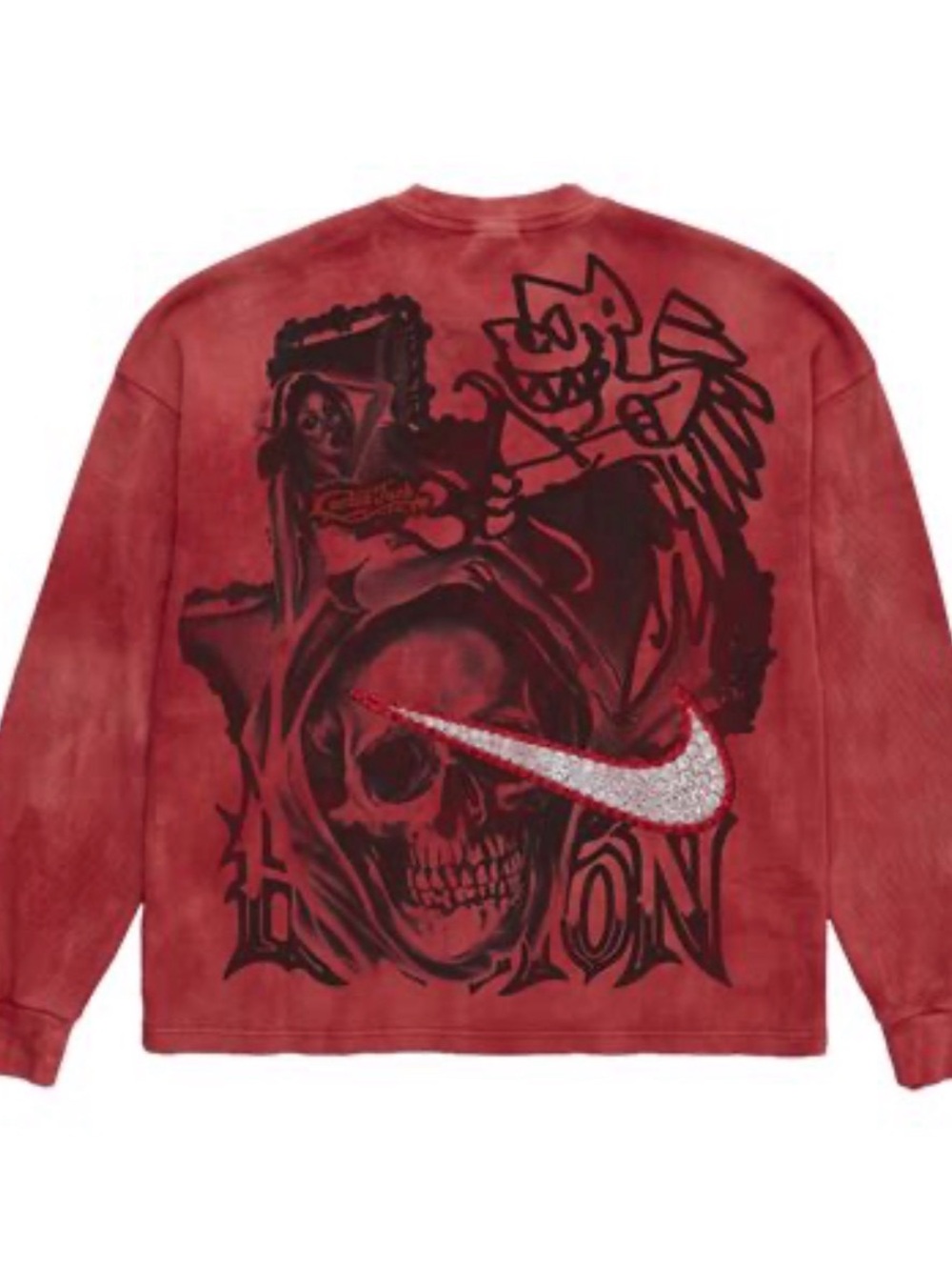 cj x nike tye dye thermal rhinestone longsleeve - Red